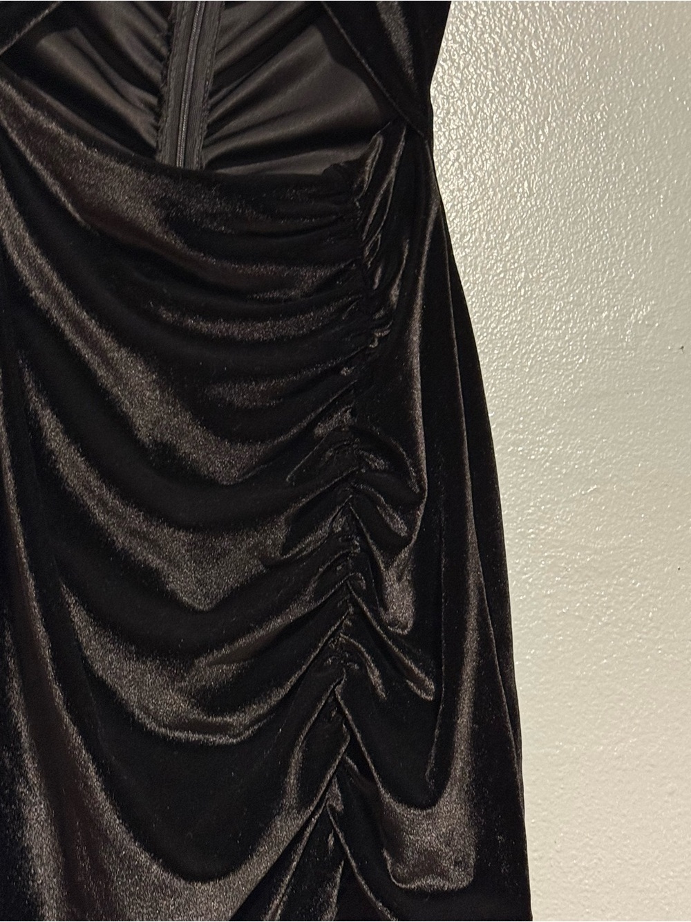 ZARA Black velvet Halter Ruched Mini Dress size XS - Picture 4 of 5